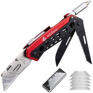 Heavy-Duty Box Cutter with Screwdriver, Saw & Ergonomic Grip - Father's Day Gift